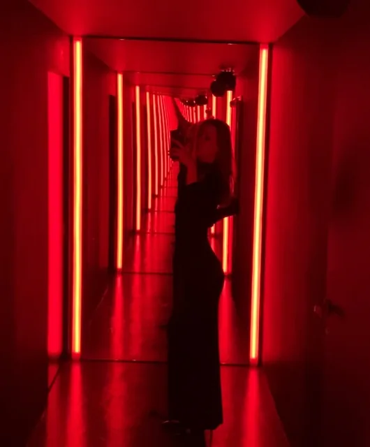 A red corridor of light